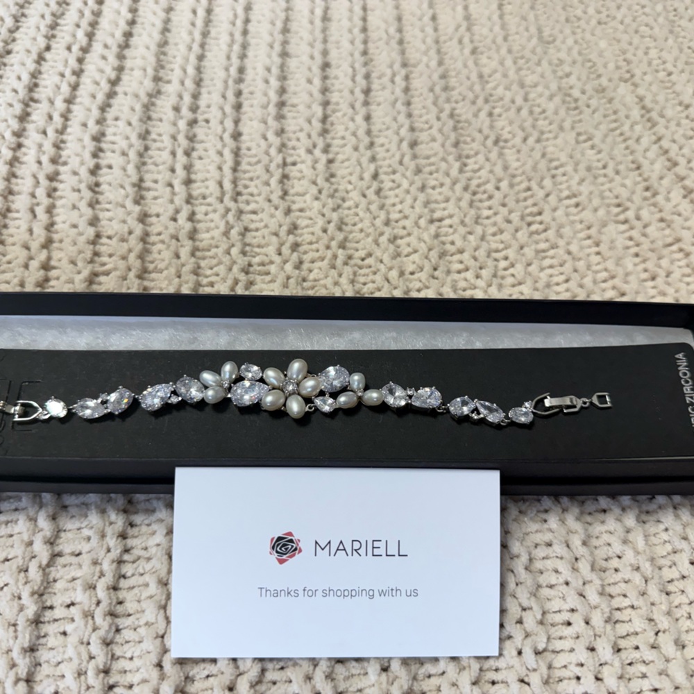 Mariell Silver and White Pearl Bracelet